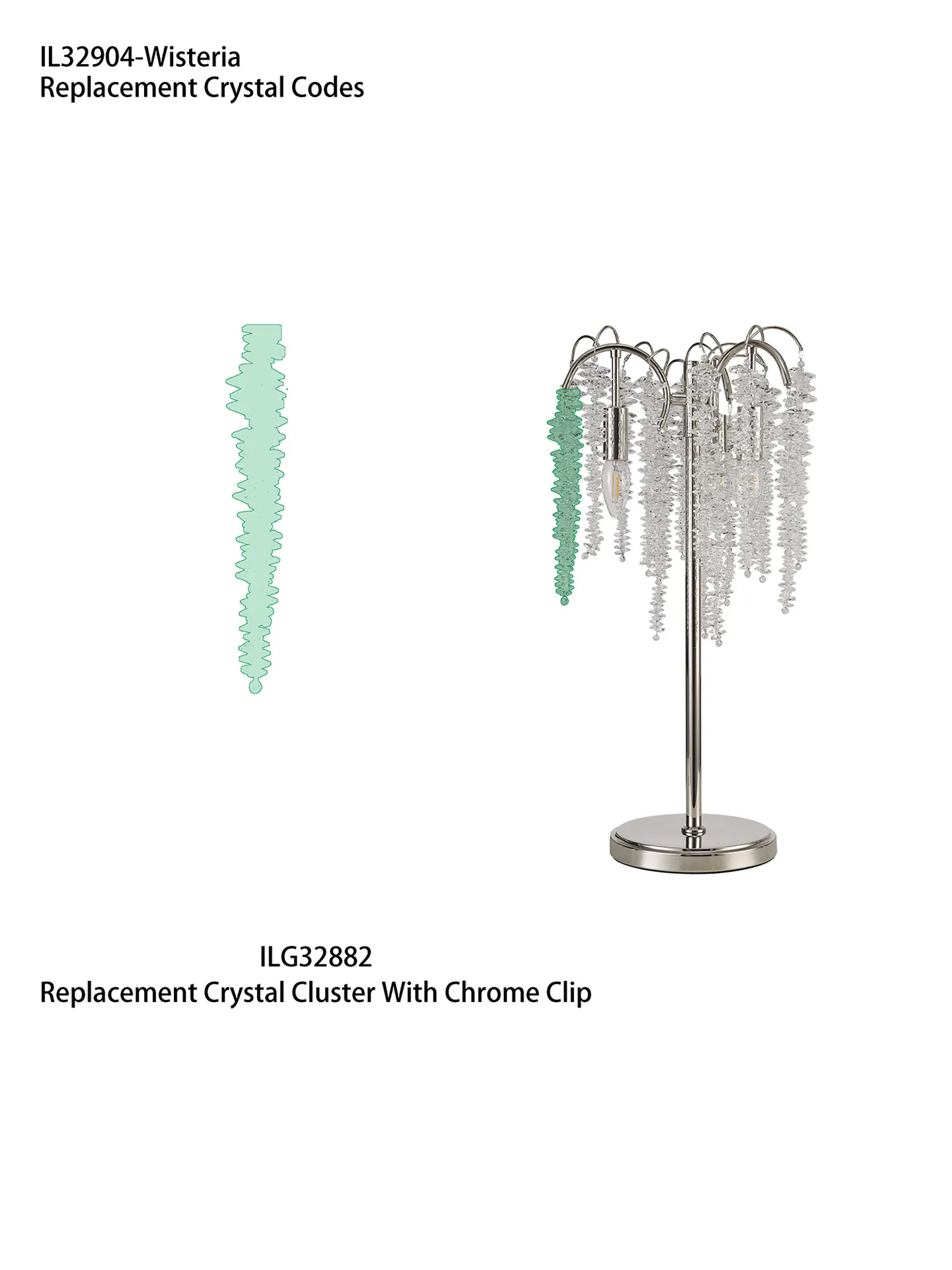 ILG32882  Wisteria PN Replacement Crystal Cluster With Chrome Clip